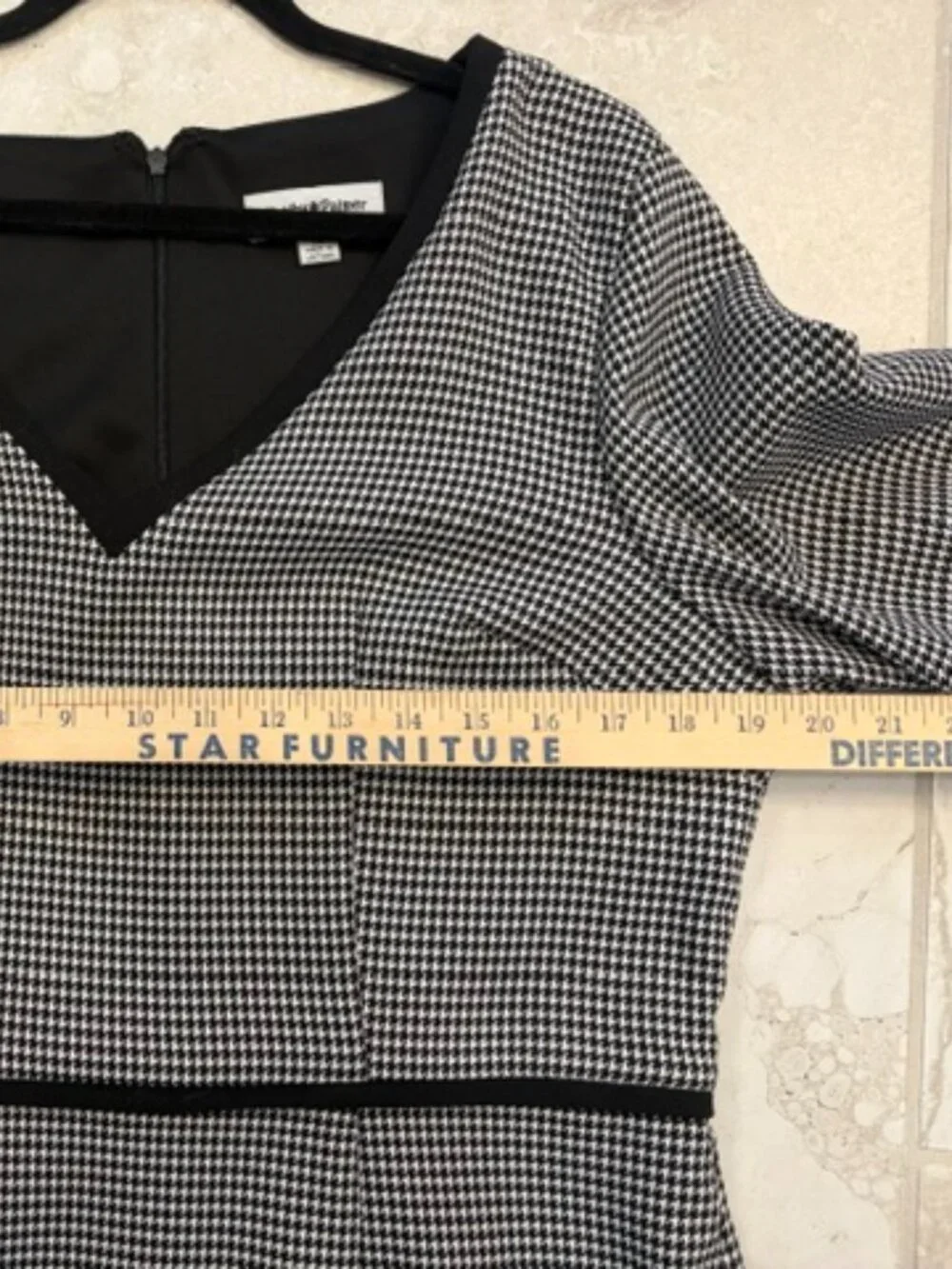 Shelby & Palmer Houndstooth Black/White Bell Sleeve Dress Sz 16 Academia Preppy